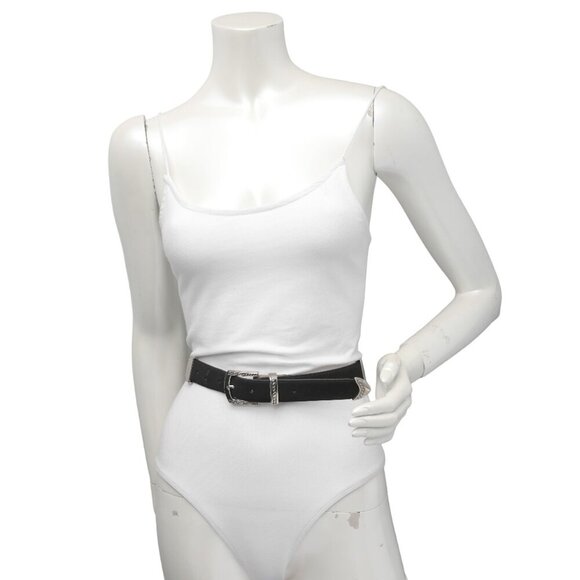 Vintage Avanti Leather Medusa Head Belt Silver Chain Black Italy Metal Hardware - Picture 5 of 13